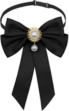 Bow Ties for Girl Women, Girls Bow Tie with Pearls Adjustable Pre-tied for Scho