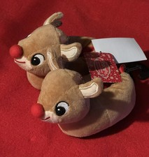 New Toddler Rudolph The Red Nose Reindeer Christmas Slippers Size 1 Or 2