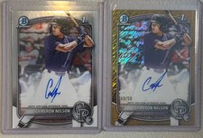 2025 Bowman Draft Cameron Nelson 1st Chrome Auto lot. Gold Shim /50+Base #CPA-CN