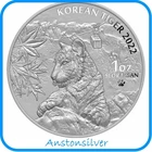 2022 South Korea Tiger - 1 oz BU Silver in Capsule