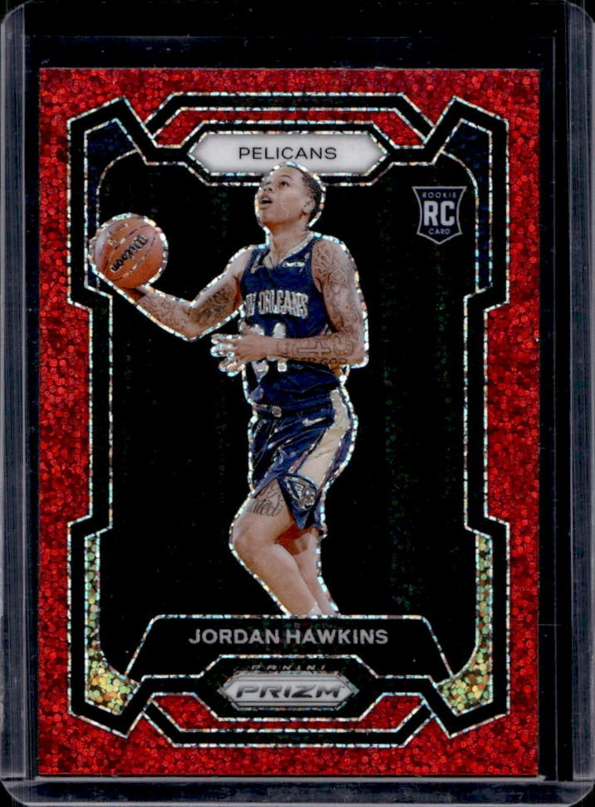 2023-24 Panini Prizm Jordan Hawkins RC Prizm Red Sparkle Rookie #130 Pelicans