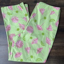 Lilly Pulitzer Pants Womens 6 Capri Umbrella Cherries Lime Preppy Summer Casual