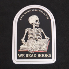 On Wednesdays We Read Books Skeleton Sticker 2.25
