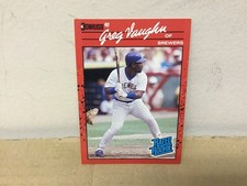 Greg Vaughn - 1990 Donruss Baseball Card - Brewers Rated Rookie. rookie card picture