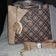 Denifor Purse, zipper, gold accent, shoulder strap card holder  makeup bag New