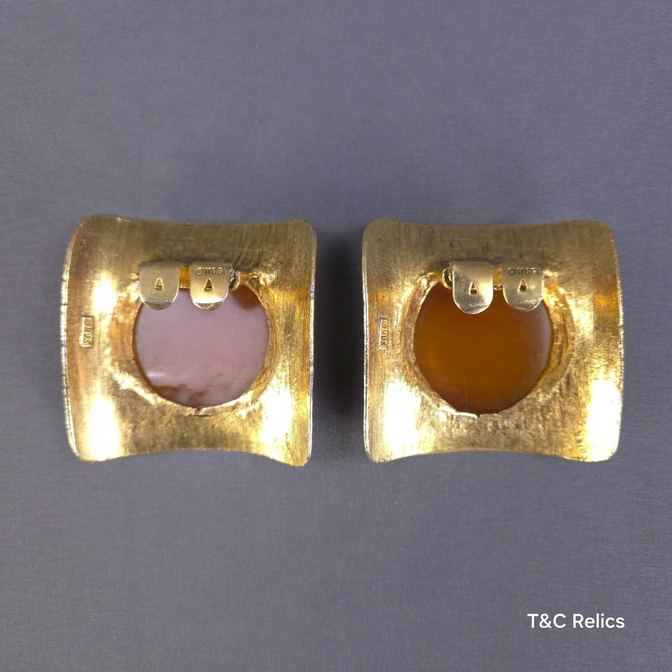 Pinzas para zapatos Musi vintage ámbar lucite cepillado tono dorado mediados de siglo modernas Foto 2 de 4