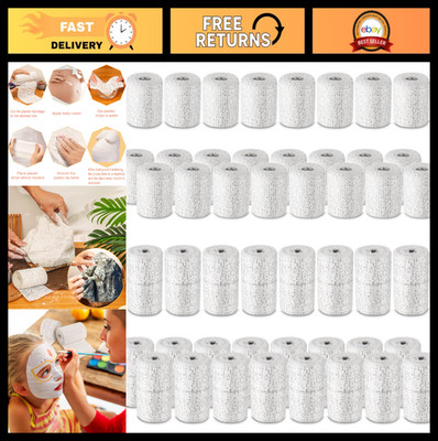 50 Plaster Cloth Rolls White Gauze Strips for Crafting, Belly Casts & Art Molds