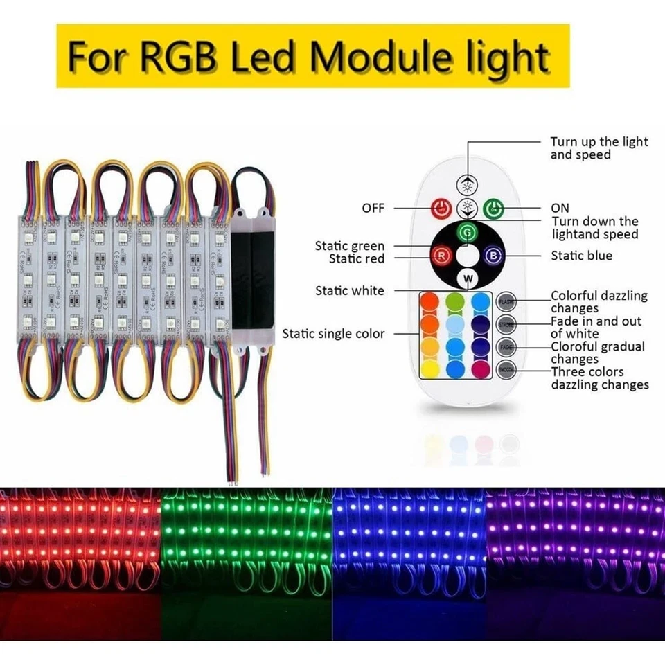 DC 12V-24V 36A Controller + 24Key RGB Remote Controller For 3528 5050 LED Lights - Image 3 of 4