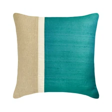 Turquoise Designer Throw Pillow Cover, 16"x16" Silk Cushion-Turquoise Silkastic