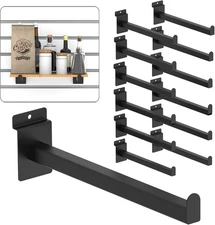 12 Inch Black Slatwall Shelf Bracket, 12 PCs Metal Slat Wall Shelves