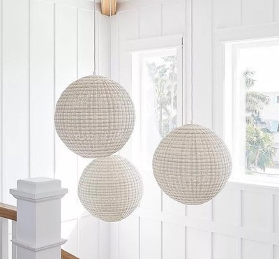 Serena & Lily Pacifica Outdoor Large Round Pendant (26  DIAM)-Driftwood White