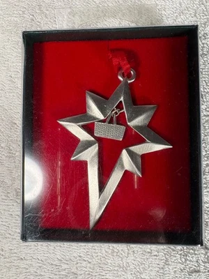 Longaberger RETIRED Pewter "STAR with Basket" Holiday Ornament - NEW - Image 1 of 3