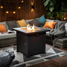 28" Propane Gas Fire Pit Table 50000BTU Square Steel Outdoor Garden Patio Heater