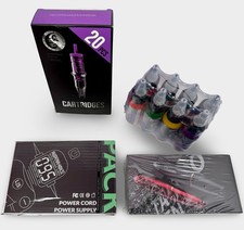 Wormhole Tattoo Bundle for Beginners w/Pen, Dual Power Supply, Cartridges, 8 Ink