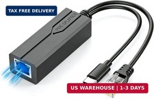 Gigabit PoE Splitter USB C 5V 2.4A, Active PoE to USB C Adapter, 10/100/1000Mbps
