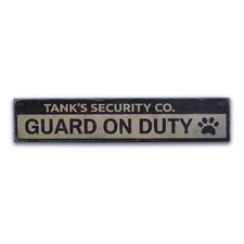 Dog On Duty Sign, Guard Dog Gift -Distressed Wooden Sign