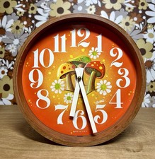 Vintage Spartus Daisy Mushroom Clock HTF Retro Electric Plug In 70s Orange MCM