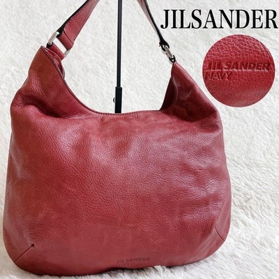 Jil Sander Moon Shoulder Tote Bag Purse Handbag Leather Red USED Good Condition
