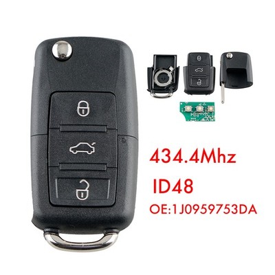 Für VW 3-Tasten 434.4-MHz+ID48 Chip Auto Fernbedienungsschlüssel 1J0959753DA