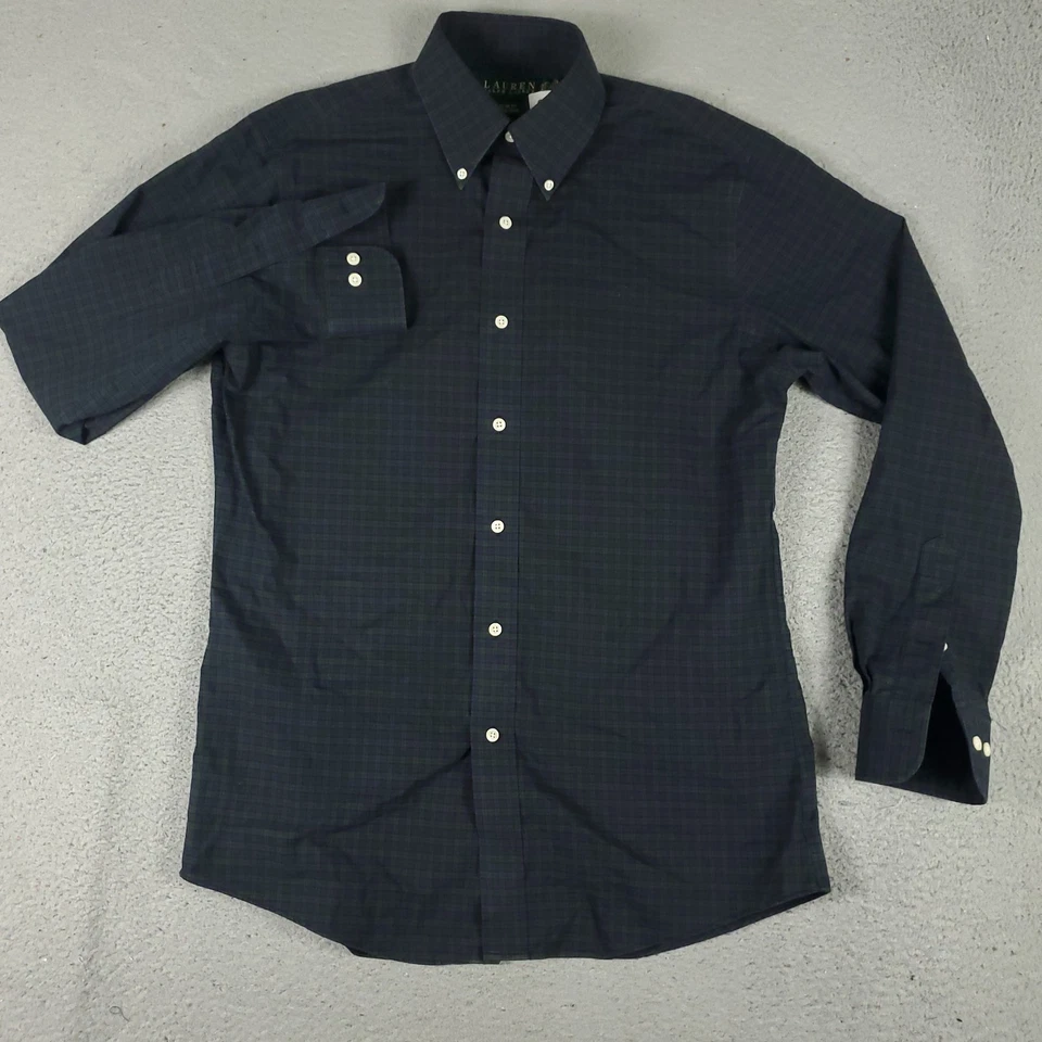 Camisa Ralph Lauren Para Hombres 15.5 Verde Púrpura Vestido a Cuadros Abotonada Manga Larga Foto 2 de 4