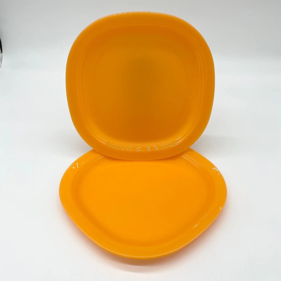 Tupperware Impressions Orange Luncheon Plates Set of 4 Retro Kitchenware - Image 2 of 4