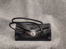 Archive 2002 Vintage Prada Vitello daino shoulder Leather Black Metal logo Bag