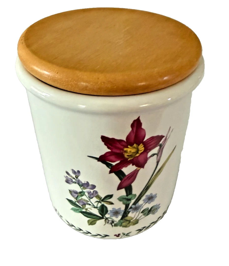 Mikasa Summer Symphony Floral Medium 6" Canister with Wood Gasket Lid