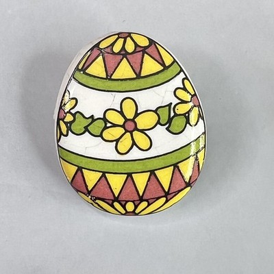 Easter Egg Ceramic God Religious Christian Catholic Vintage Pin Lapel Hat Pin #1