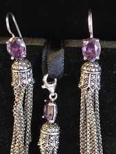 Thomas Sabo Set Anhänger und Ohrringe Quasten Look Amethyst.  Rarität