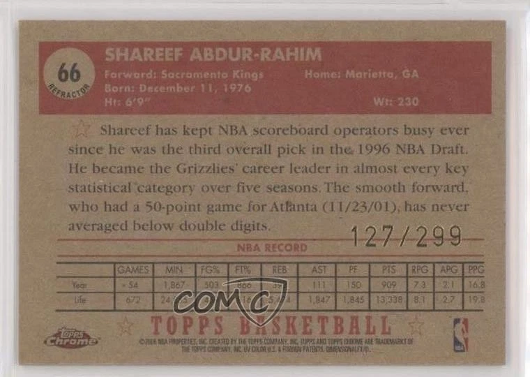 2005-06 Topps 1952 Style Chrome Refractor /299 Shareef Abdur-Rahim #66 - Image 2 of 2