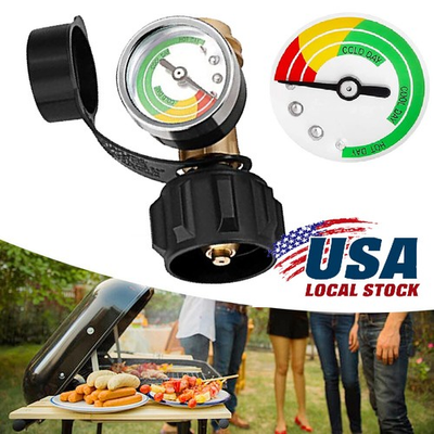 #ad #ad Propane Tank Gauge RV Pressure Brass Adapter Gas Level Meter Grill BBQ Indicator $11.09