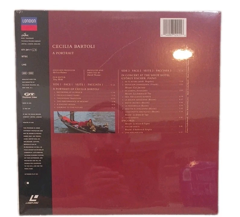 London Cecilia Bartoli A Portrait Laserdisc Rossini Mozart Vivaldi Perfolesi - Image 2 of 2