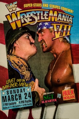 WWE WRESTLEMANIA 7 Poster Print  HUGE 24 x36  HULK HOGAN SGT SLAUGHTER
