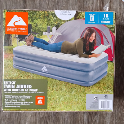 Ozark Trail 18'' Twin Tritech Airbed Mattress with Built-In AC Pump DBL Thick