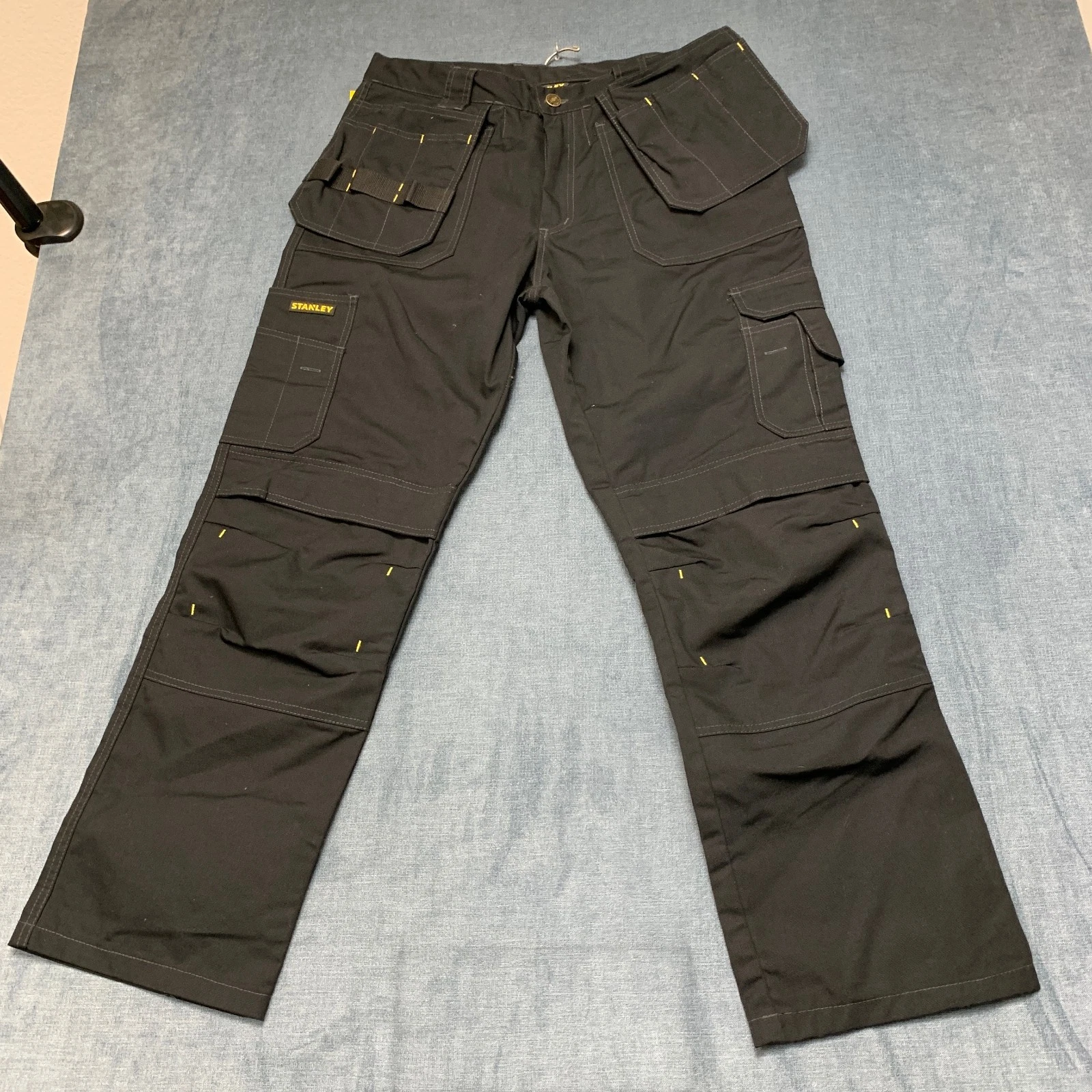 Stanley Cargo Pants Mens 34x31 Black Straight Leg Utility Pockets Hiking Camping