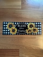 NEW Spring Summer Fall Decor Sunflower Daisy Plaid Bless This Home Welcome Sign