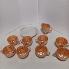 1950's Anchor Hocking Peach Luster Punch Cups and Base and Creamer, used