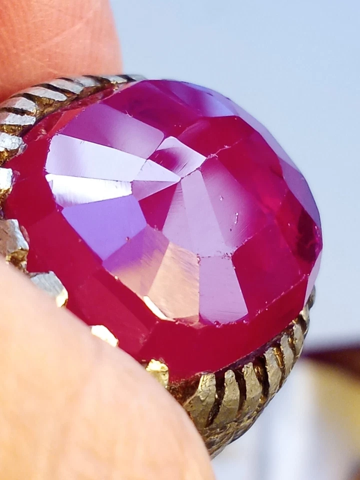 MAGNÍFICO, ESPLÉNDIDO! ANTIGUO ANILLO DE PLATA DE ORIENTE MEDIO #11 GEMA DE PIEDRA ROJA PROFUNDA Foto 3 de 4