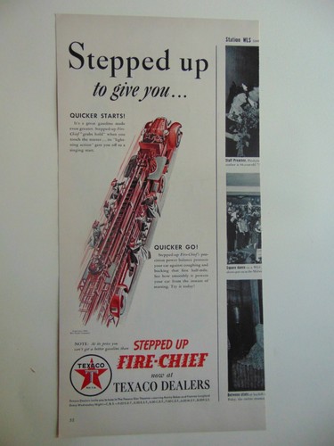 1940 TEXACO FIRE-CHIEF Racing Fire Engine  vintage print ad