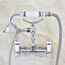 Chrome Bath Bathtub Clawfoot Tub Faucet W/ Hand Shower Adjustable 3 3/8" sqg410
