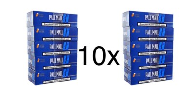 Pall Mall Blau Filterhülsen 10x200 Zigarettenhülsen Stopfhülsen
