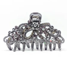 New fancy woman black Rhinestones Crystal Bow Metal hair claws clips Medium Size