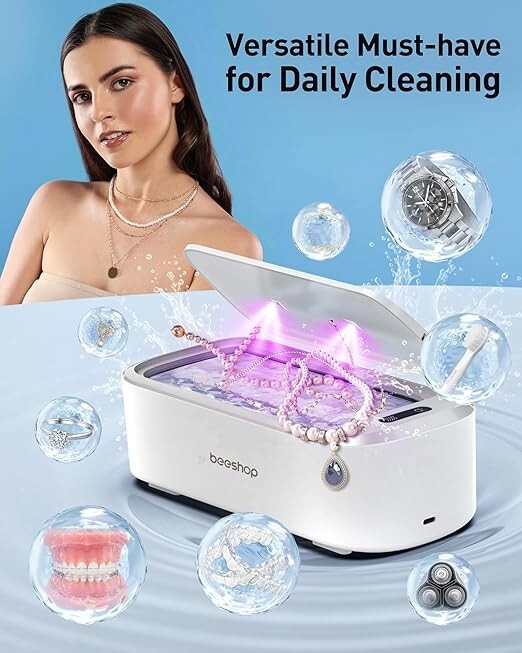 BEESHOP Ultrasonic Jewelry Cleaner - 550ml(19oz) Ring Cleaner (White)