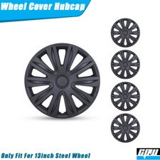 13 Matte Black 4 Wheel Covers Full Rim Hub Caps Fit R13 Tire Steel Wheels