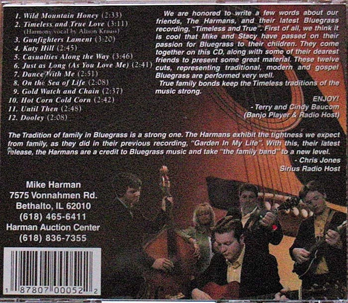 Timeless and True ~ The Harmans ~ Bluegrass ~ Country ~ CD Album ~ Used VG Foto 2 de 2