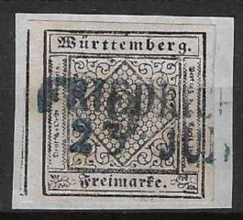 STAMPS - 1851 GERMANY 9K. 1 VALORE WÜRTTENBERG F/233