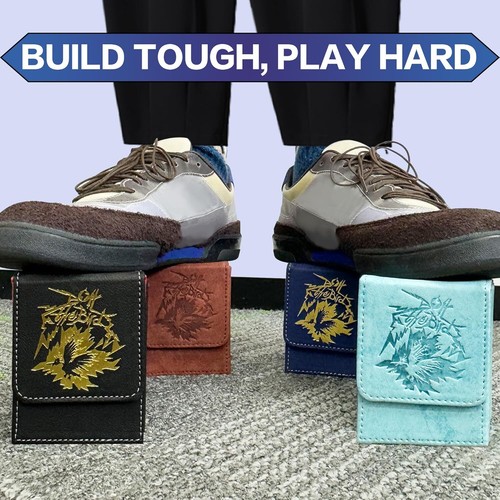 MTG Commander Deck Box 100+ Cards PU Leather Black Navy Magnetic Closure Case - Picture 2 of 11