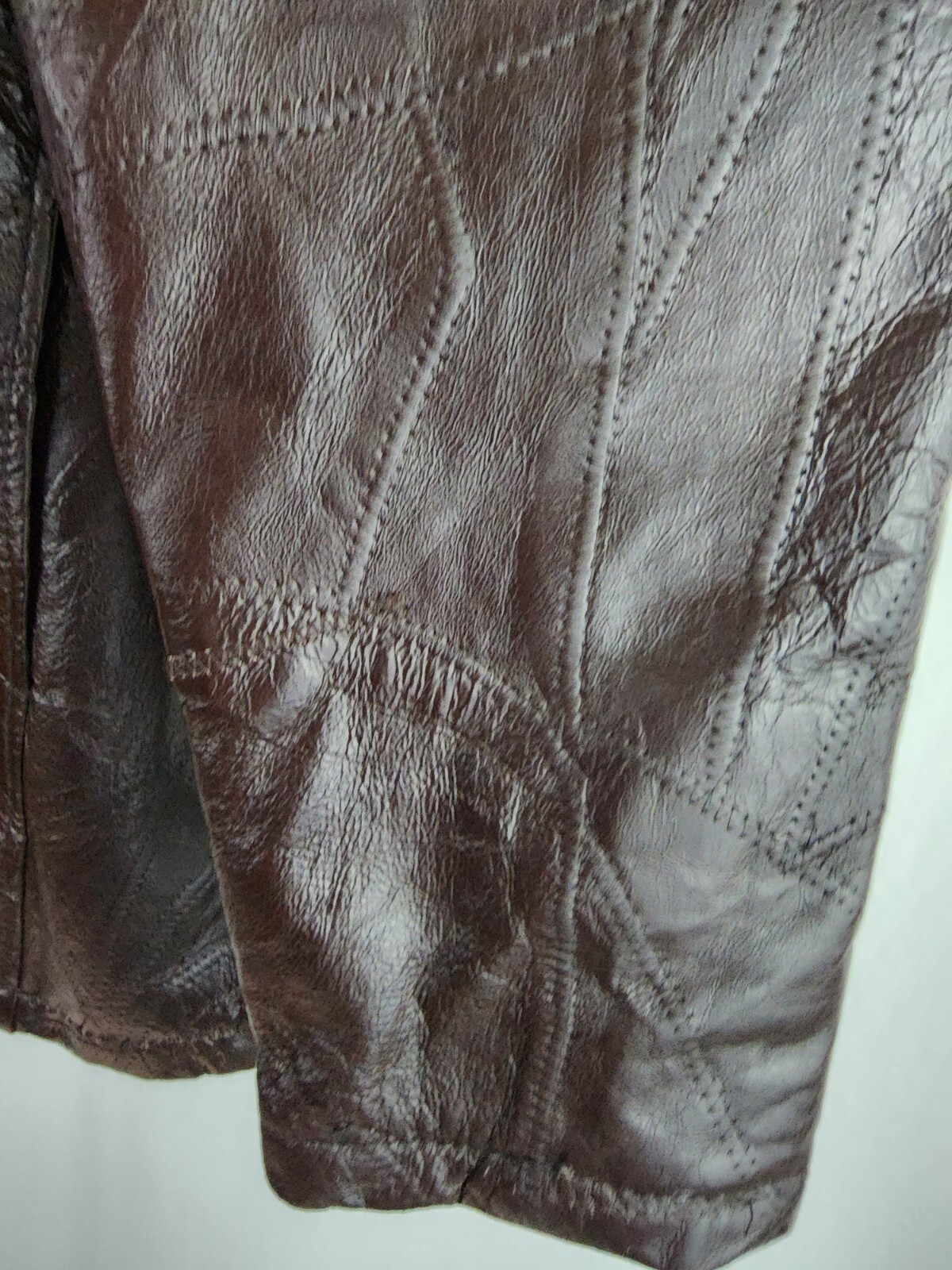 Vintage Patchwork Leather Jacket Brown Womens Lar… - image 4