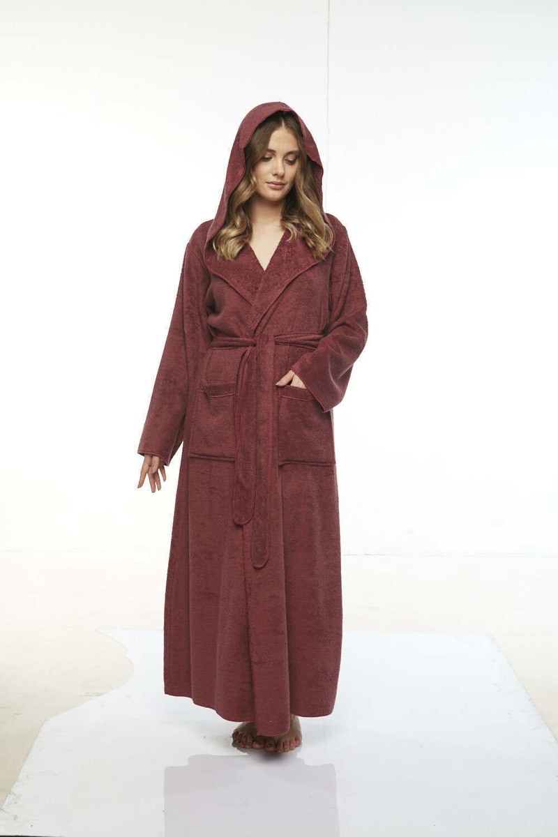 Turkuoise Men's Turkish Terry Cloth Robe, Thick Hooded Bathrobe