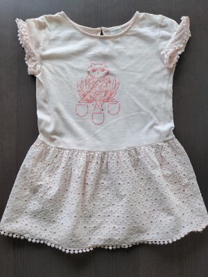 Schönes Mädchen Carrement Beau Kleid Glitzer Eule bestickt Baumwolle...
